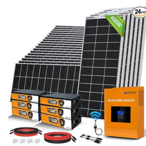 ECO-WORTHY 4680Watt 21.5KWH 48V Off Grid Solar System Complete Kit Pro for Home Shed with 15KWH Lifepo4 Battery（6pcs 48V 50AH Lifepo4）,Solar Panels for Homes with Solar Mount MPPT Hybrid Inverter